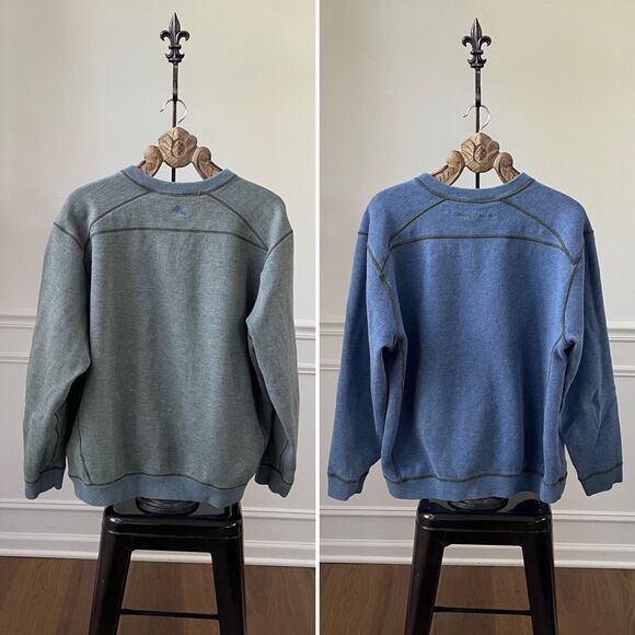 Tommy Bahama Reversible Green Blue Vneck Sweater XL - Picture 2 of 11